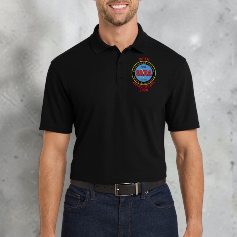Black Cara Ham Radio polo with logo