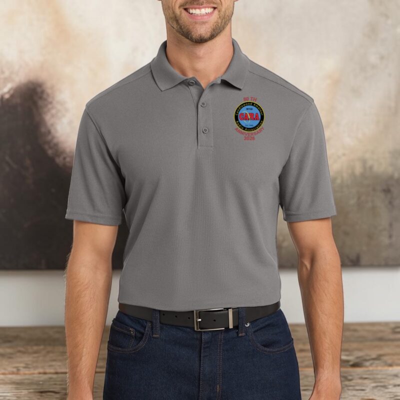 grey cara ham radio polo shirt