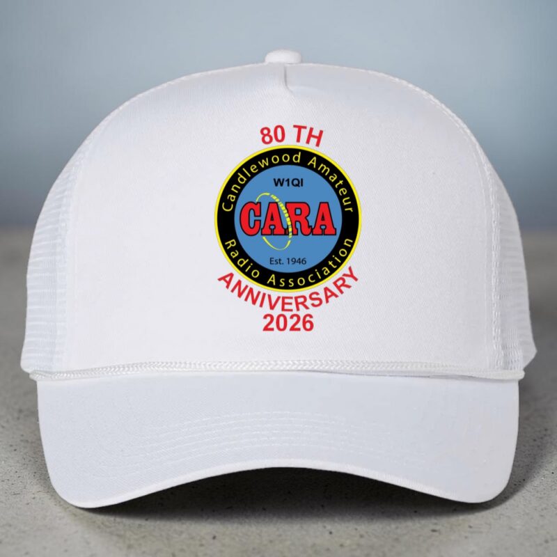 white cara ham radio club hat with logo